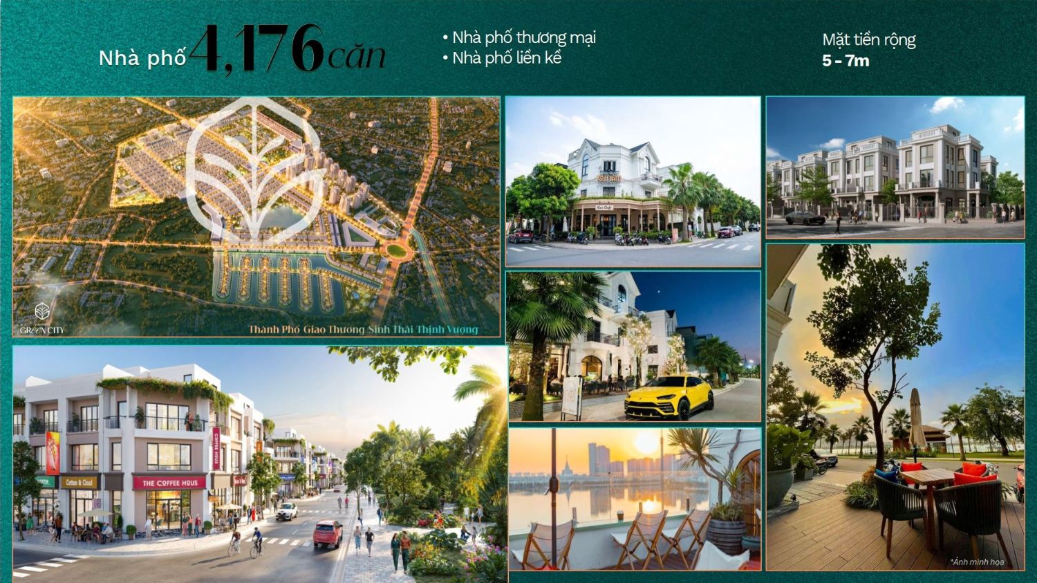 Các loại hình sản phẩm Nhà Phố Liền Kề Vinhomes Green City Hậu Nghĩa Long An