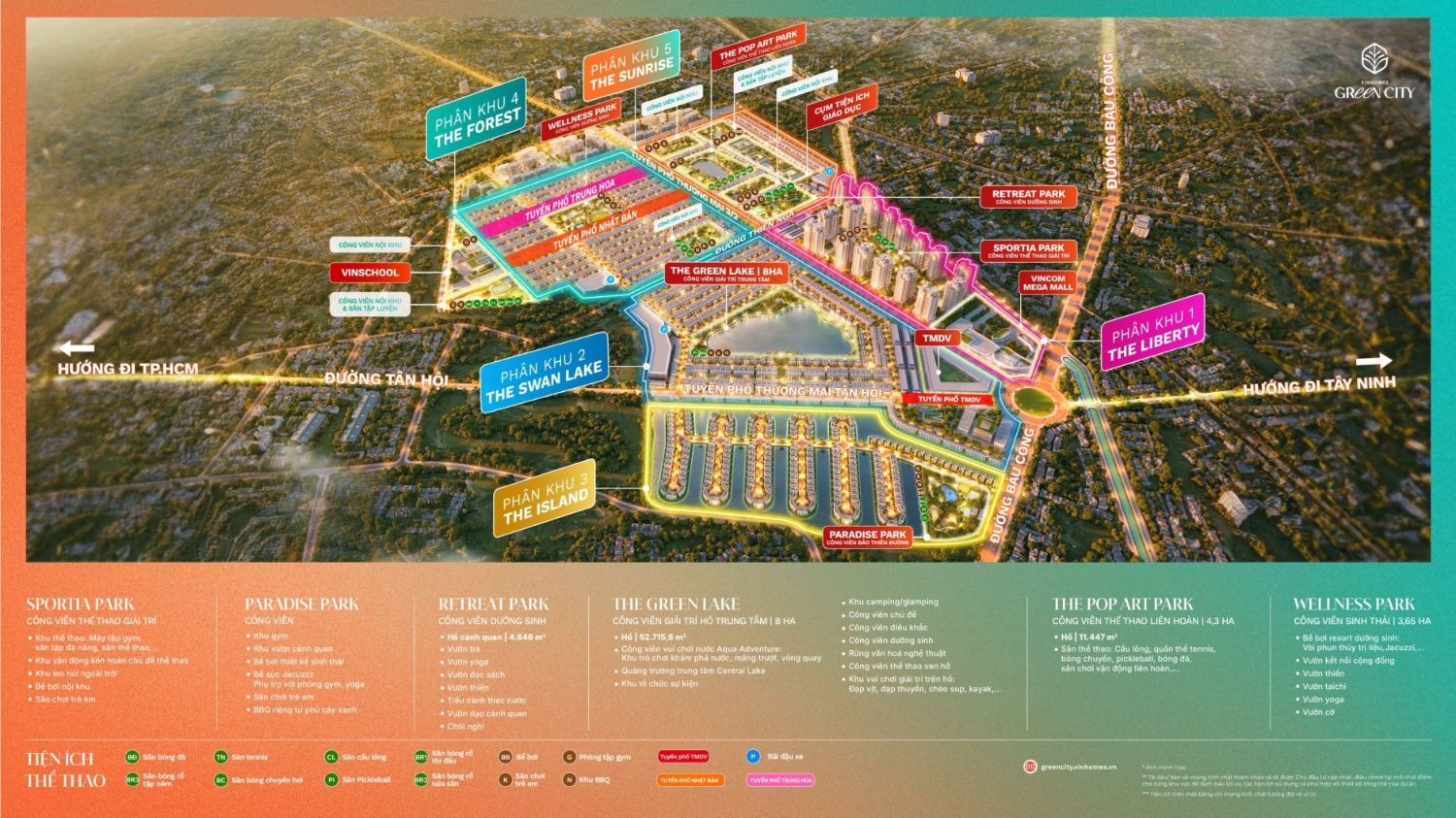 Bản đồ tổng thể quy hoạch Vinhomes Green City từ trên cao
