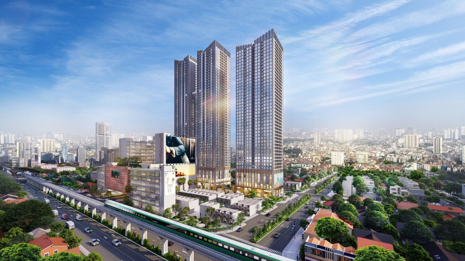 Quận Hà Đông với nhiều khu chung cư và tòa tháp căn hộ mới