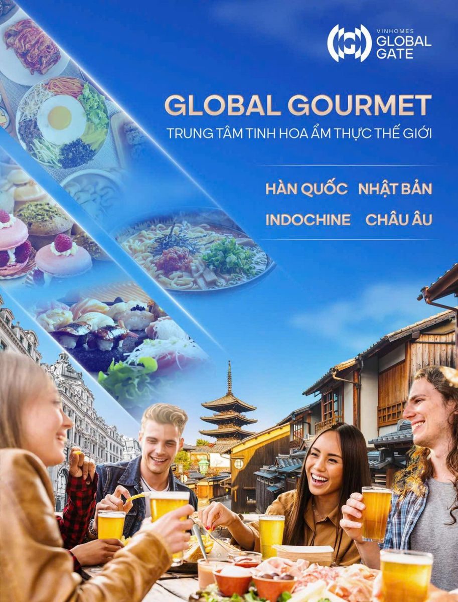 Phối cảnh Trung tâm tinh hoa ẩm thực thế giới Global Gourmet tại phân khu Tinh Hoa Vinhomes Cổ Loa Global Gate